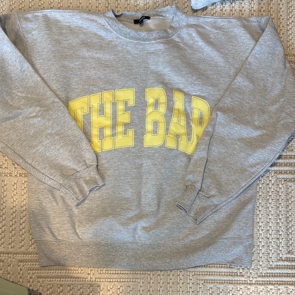 The Bar Gray Sweatshirt with Yellow Lettering